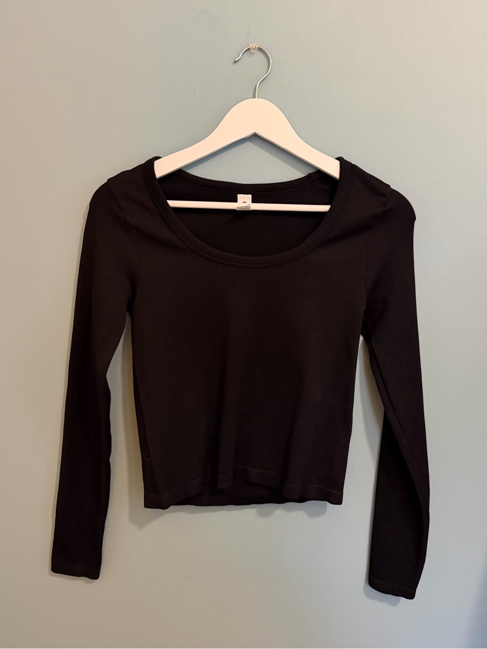 90 Degree By Reflex Black Long-Sleeve Scoop Neck Top